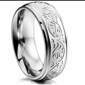 7mm Florentine Design Stainless Steel Ring Size 5